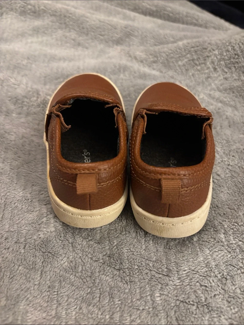 Carter's Brown Slip-On Toddler Shoes with White Trim